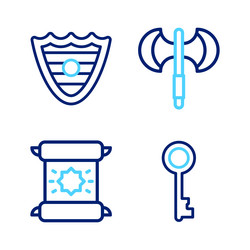 set line old key decree parchment scroll vector image