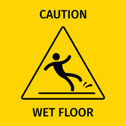 wet floor warning sign yellow background vector