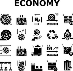 Circular and linear economy model icons set vector