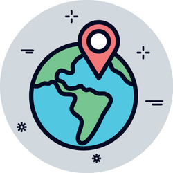 isolated world with gps mark fill block style icon vector image
