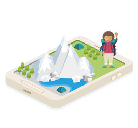 mobile app for traveling and camping vector