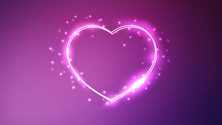 neon double frame in heart form with shining vector image