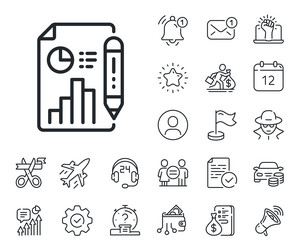 report document line icon column graph sign vector image