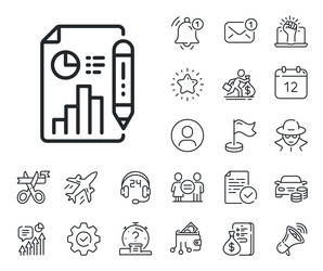 Report document line icon column graph sign vector