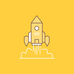 rocket spaceship startup launch game flat line vector image