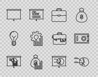 set line board with graph chart pie infographic vector image
