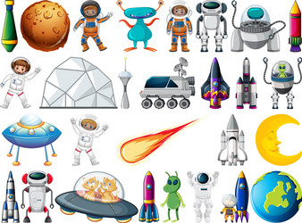 set space objects and elements isolated vector image