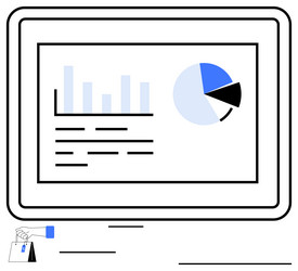 tablet screen displaying bar chart pie vector image