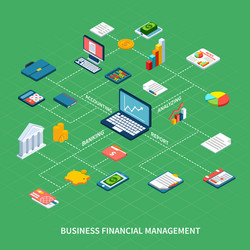 accountant workspace isometric flowchart vector