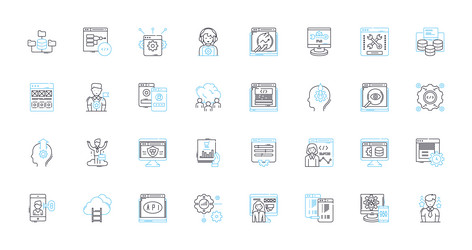 Graphic design linear icons set typography color vector