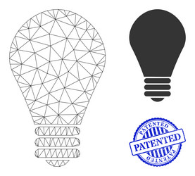 Patented scratched badge and web net lamp bulb vector