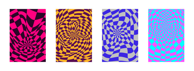 psychedelic checkerboard pattern vector image