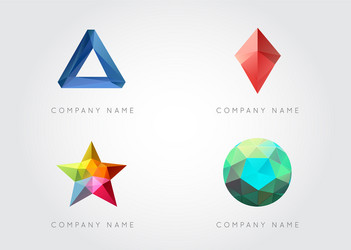 Trendy crystal triangulated gem logo elements vector