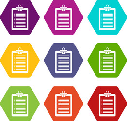 clipboard with check list icon set color vector image