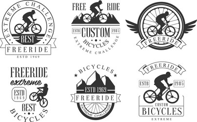 extreme freeride retro logo templates set Vector Image