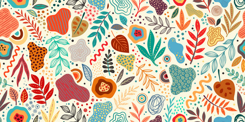 hand drawn minimal bright abstract shapes pattern vector image