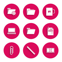 set document folder ruler laptop and cross mark vector image
