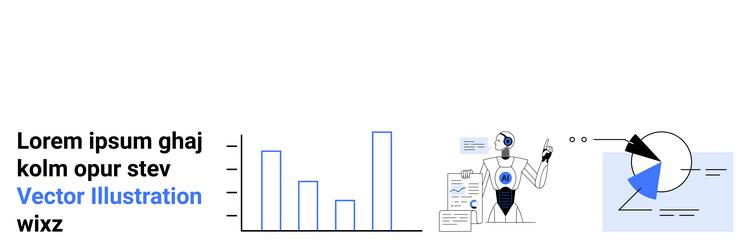 ai assistant analyzing data with bar chart and pie vector image