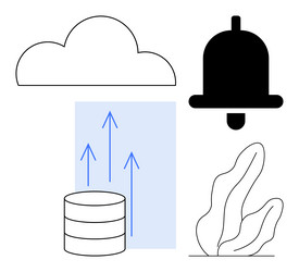 cloud storage notification alert database growth vector image