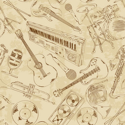 seamless pattern of musical instruments vector