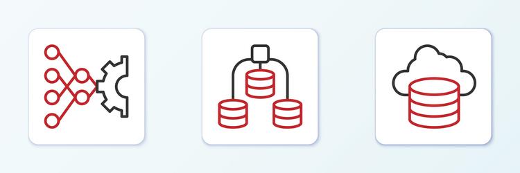 set line cloud database neural network and server vector image