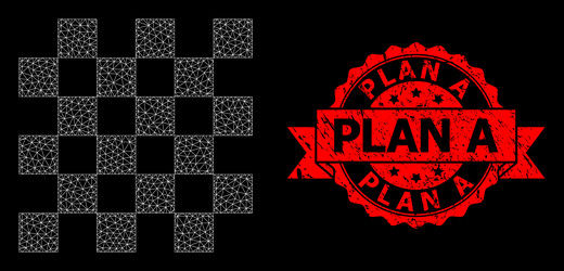 textured plan a stamp and polygonal net chess vector image
