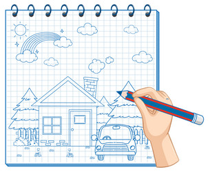 A notebook with doodle sketch design vector