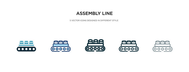 assembly line icon in different style two vector image
