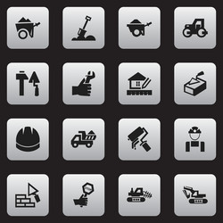 Set of 16 editable building icons includes vector