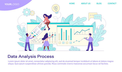 data analysis process showing a business team vector image