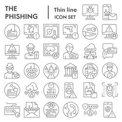 phishing thin line icon set cyber crime symbols vector image