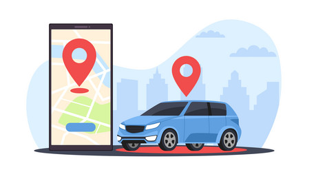 remote connection to vehicle via mobile app vector image