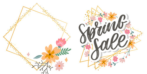 spring sale word hanging on leaves with strings Vector Image