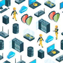 electronic system of data center icons vector