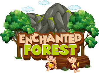 Enchanted Forest Font with Monkeys vector image