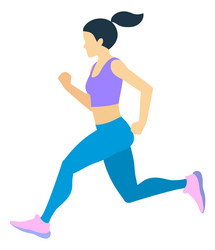 Female athlete running sport competition outdoor vector