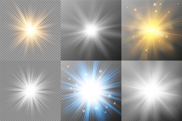 light glow effect stars sparkles on transparent vector image