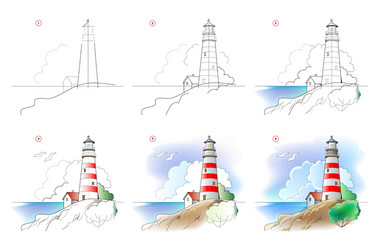 Lighthouse Sketch Tutorial vector image
