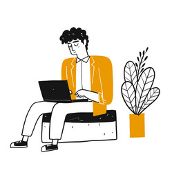 Man Working on Notebook vector image