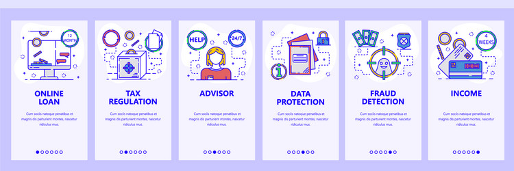 mobile app onboarding screens banking and finance vector