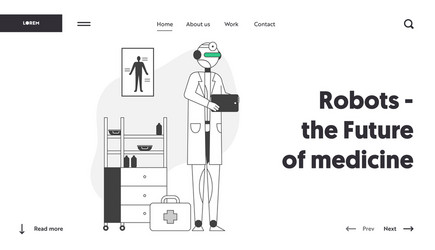 Modern medicine website landing page robot vector