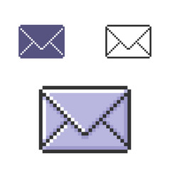 pixel icon closed envelope in three variants vector