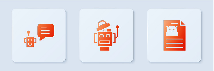 set robot bot and technical specification white vector image