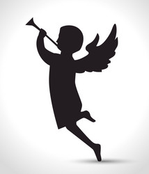 Angel Manger Silhouette Christmas Vector Image