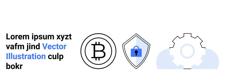 cryptocurrency security with bitcoin shield lock vector image