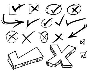 Free Vector  Check mark and cross square hand drawn collection