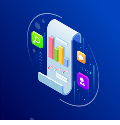 Isometric Business Data Analytics vector image
