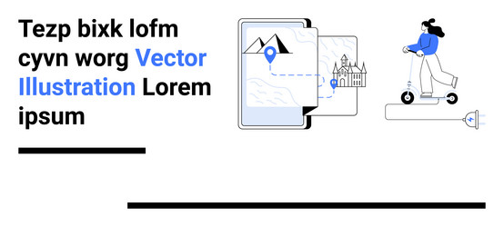 navigation app with digital map and traveler vector image