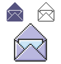 pixel icon open envelope and letter in three vector