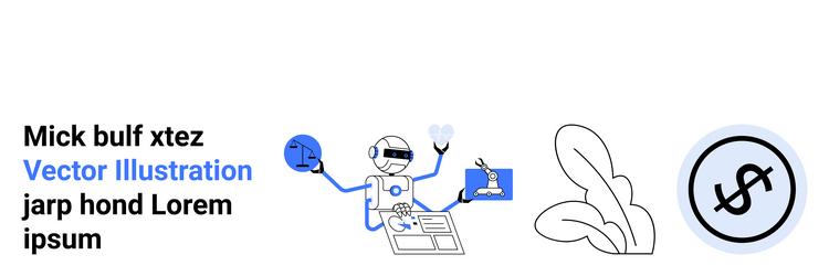 robot managing tasks with digital tools and data vector image
